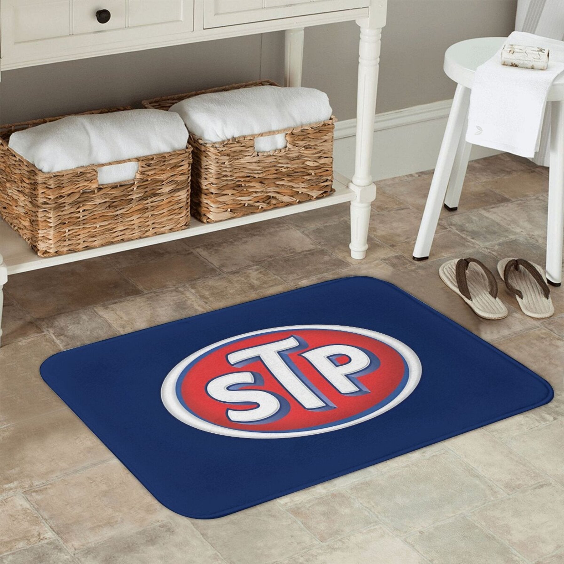 Logo Doormat Non-Slip Polyester Welcome Rug for Entryway Kitchen Bedroom