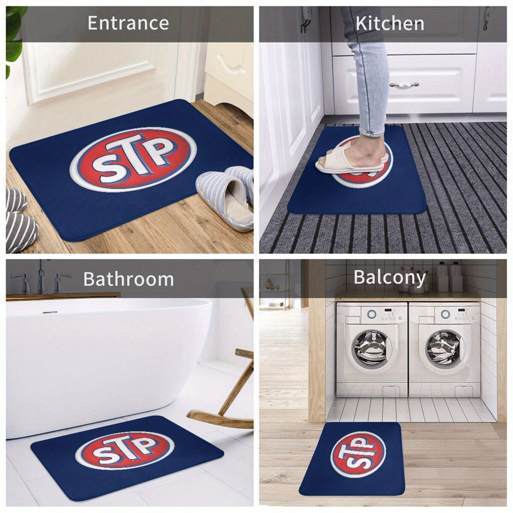 Logo Doormat Non-Slip Polyester Welcome Rug for Entryway Kitchen Bedroom