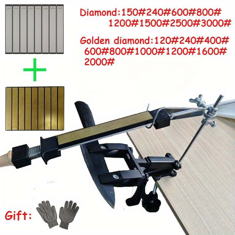 Adjustable Angle Diamond Knife Sharpener with Petroleum Stone for Kitchen Use