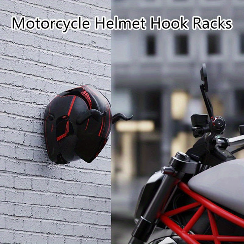Motorcycle Helmet Hook Rack Durable ABS Stainless Steel Wall-Mount Organizer