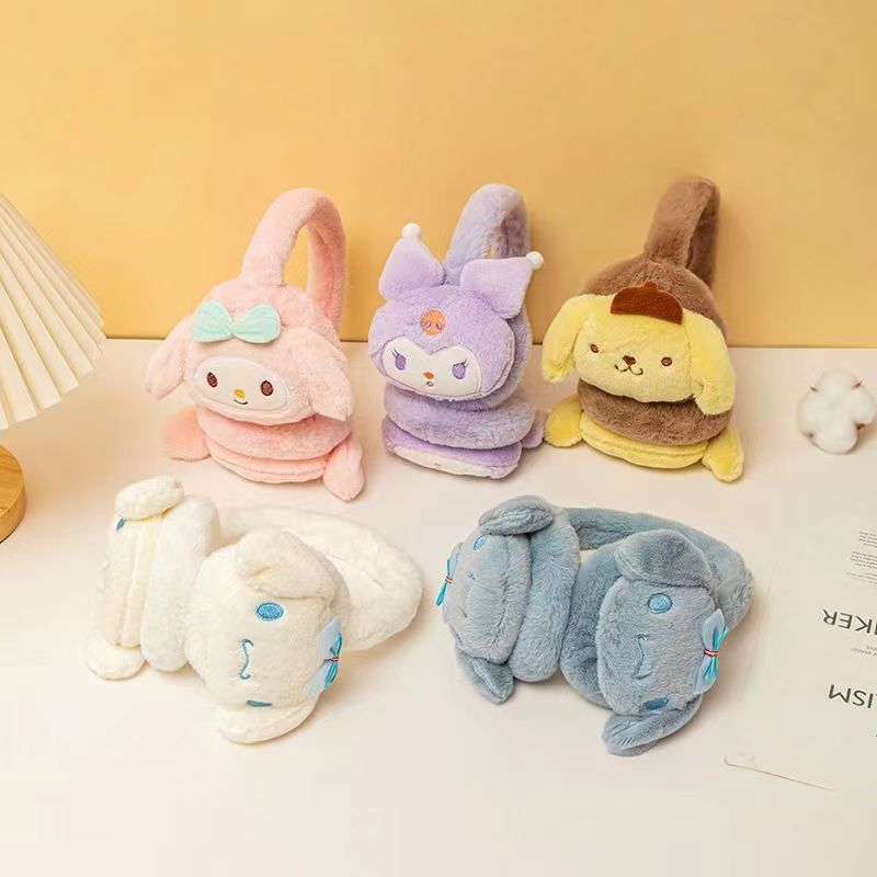Plush Earmuffs for Winter with Cartoon Characters, Stretchable Polyester, Cozy Knit