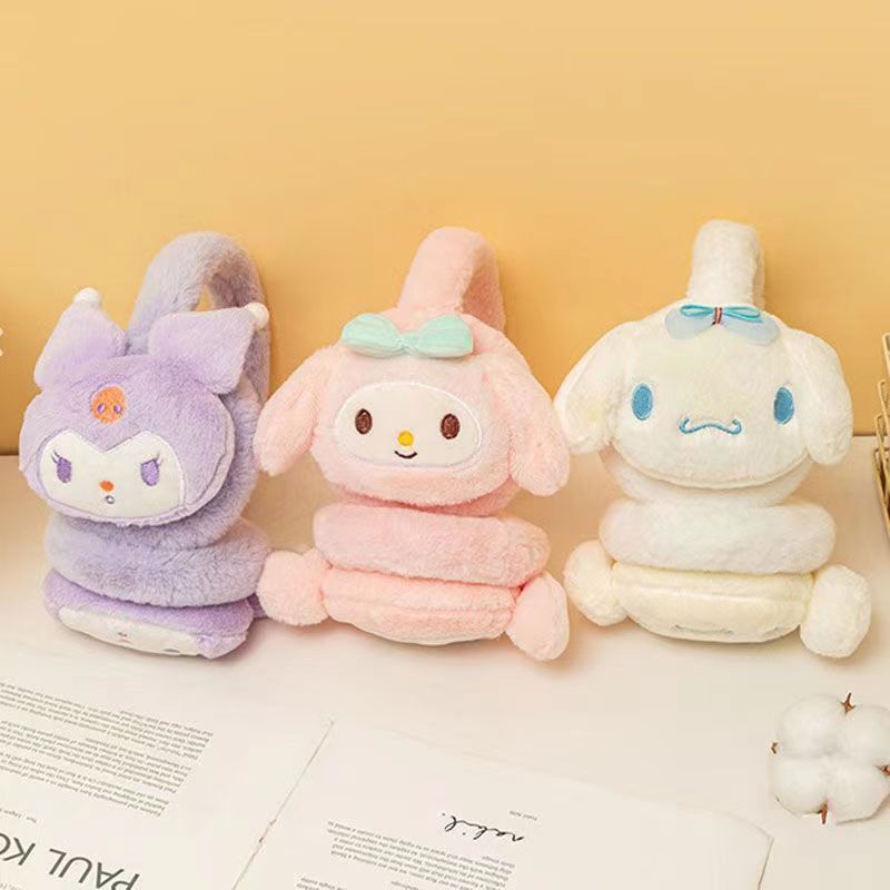 Plush Earmuffs for Winter with Cartoon Characters, Stretchable Polyester, Cozy Knit