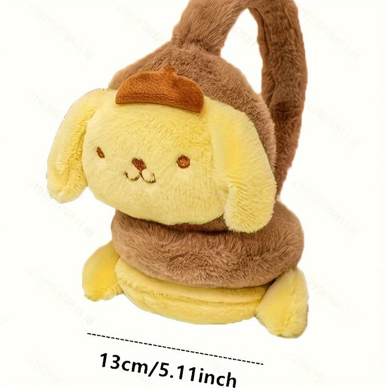 Plush Earmuffs for Winter with Cartoon Characters, Stretchable Polyester, Cozy Knit