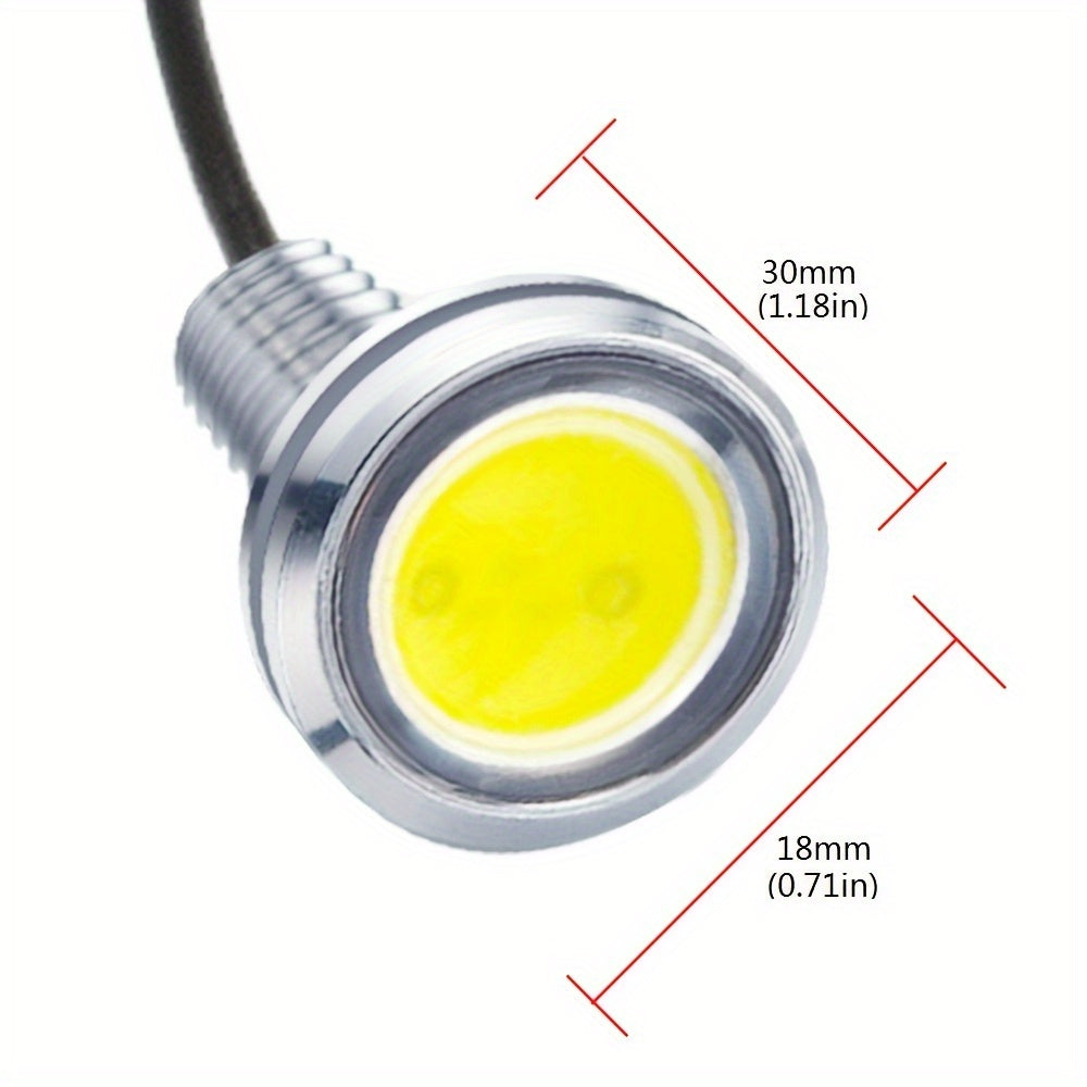 2pcs 18mm Silver Shell Eagle Eye LED DRL Lights for Car Visibility