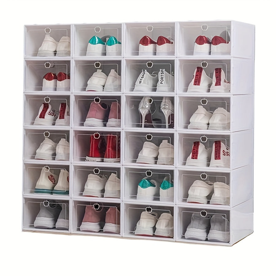 12 Pack Stackable Shoe Storage Boxes with Flip Lids Waterproof Dustproof Transparent Organizers