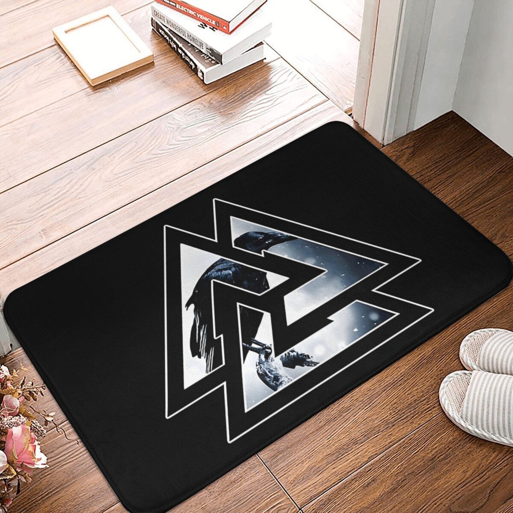 Odin Knot Raven Design Polyester Doormat Qaytarilmaydigan ichki gilam