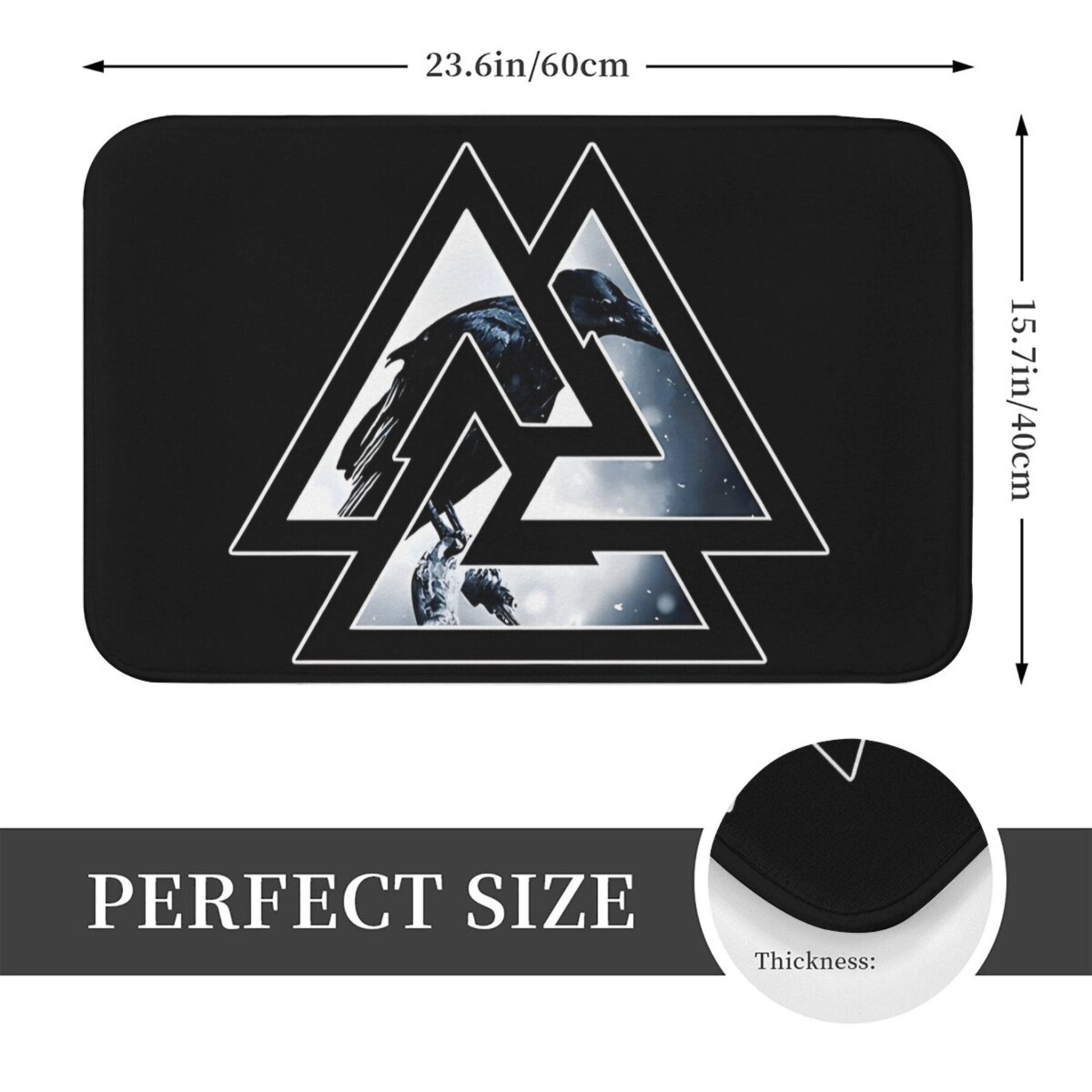 Odin Knot Raven Design Polyester Doormat Qaytarilmaydigan ichki gilam