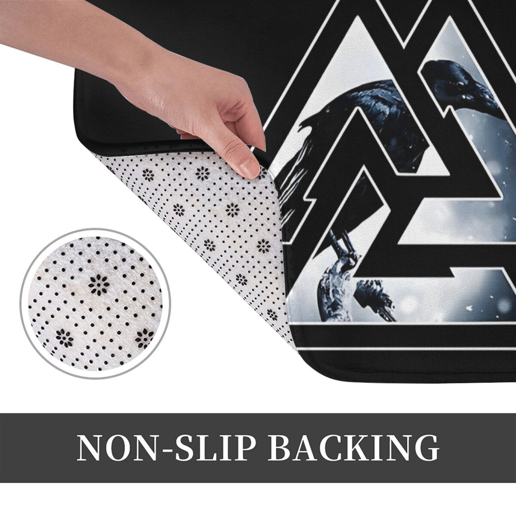 Odin Knot Raven Design Polyester Doormat Qaytarilmaydigan ichki gilam