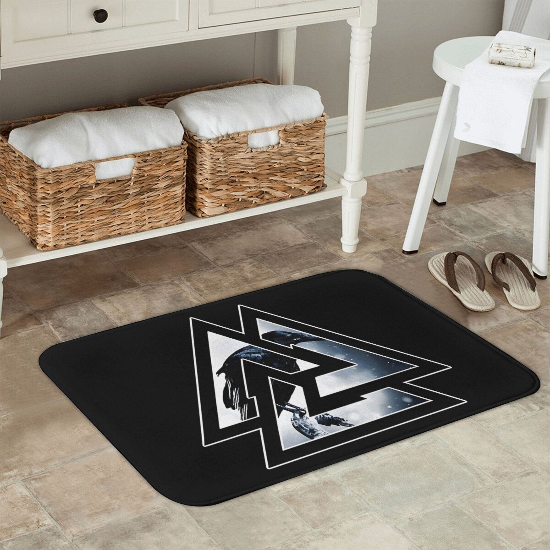 Odin Knot Raven Design Polyester Doormat Qaytarilmaydigan ichki gilam