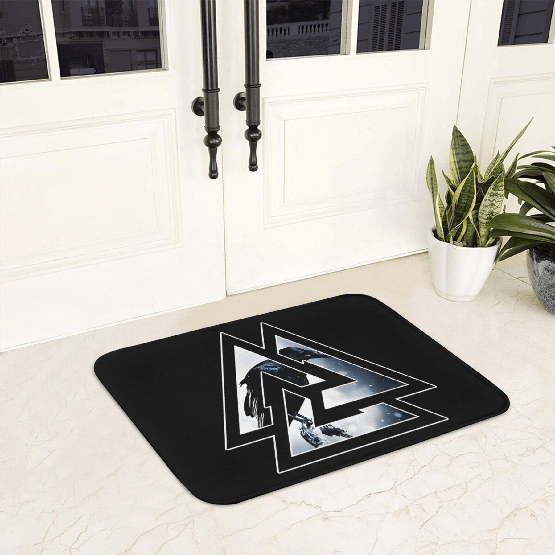 Odin Knot Raven Design Polyester Doormat Qaytarilmaydigan ichki gilam