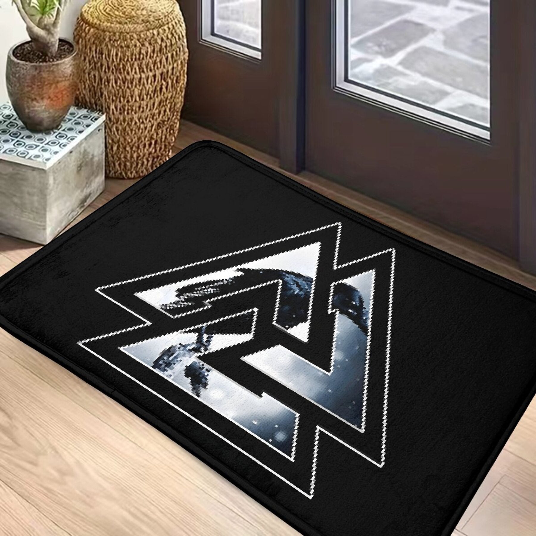 Odin Knot Raven Design Polyester Doormat Qaytarilmaydigan ichki gilam