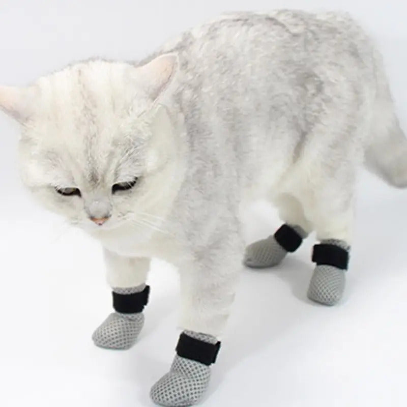 Non-Slip Cat Socks with Hook and Loop Fastener for Small to Medium Cats