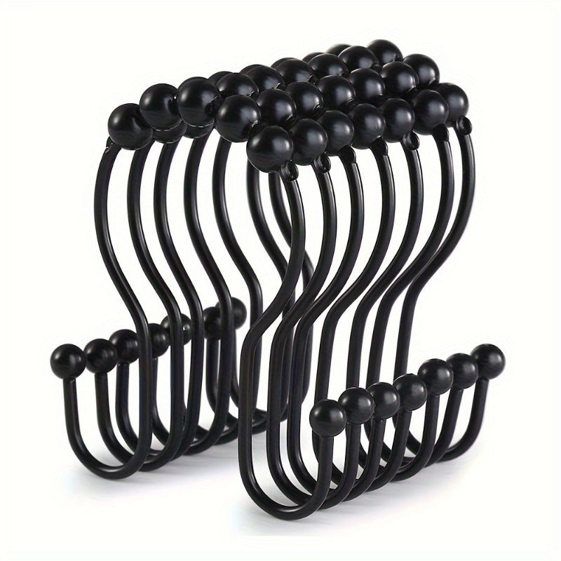 12 dona zanglamaydigan po'latdan yasalgan dush qopqog'i uchun ganchlar, ikki quloqli dizayn, oson o'rnatish, chidamli, hammom uchun