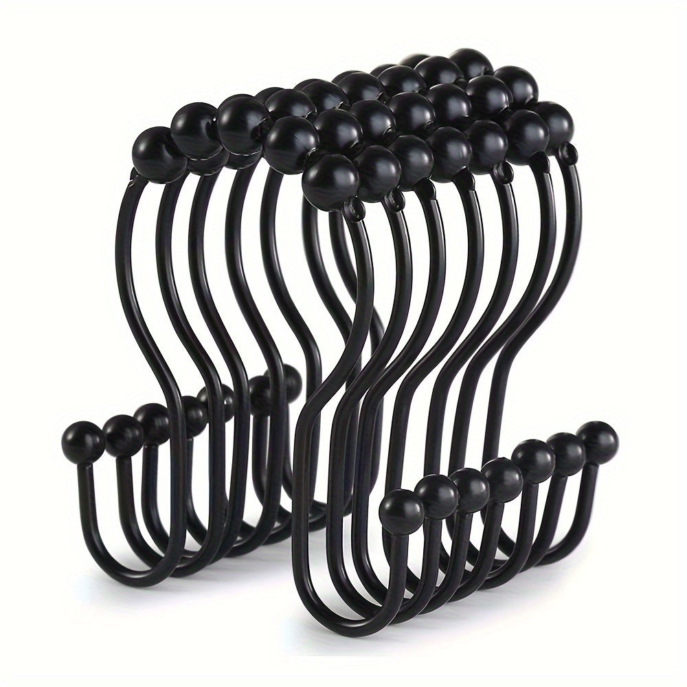 12 dona zanglamaydigan po'latdan yasalgan dush qopqog'i uchun ganchlar, ikki quloqli dizayn, oson o'rnatish, chidamli, hammom uchun