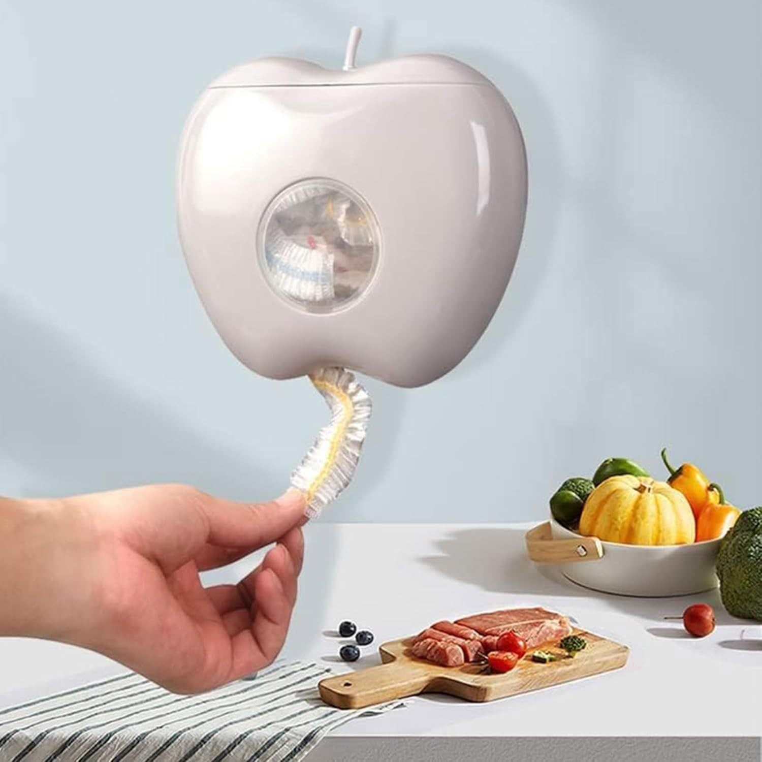 Wall-Mounted Plastic Food Storage Organizer for Disposable Food Covers Wrap Bags