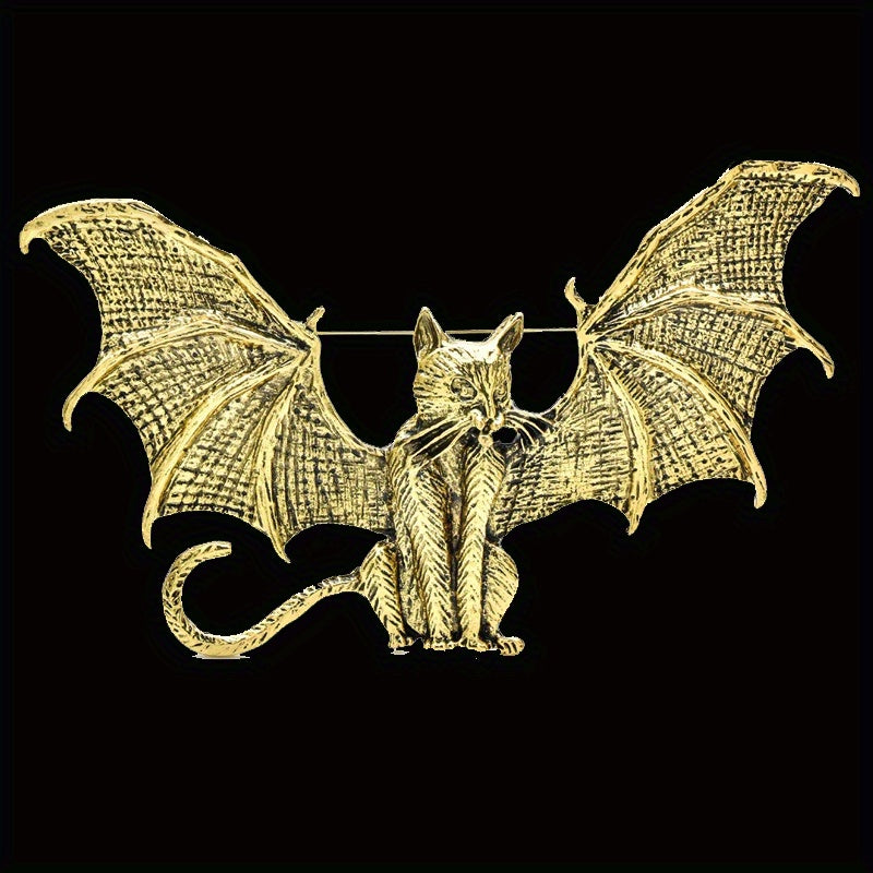 Retro Style Cat Brooch with Wings for Women Elf Themed Party Gift