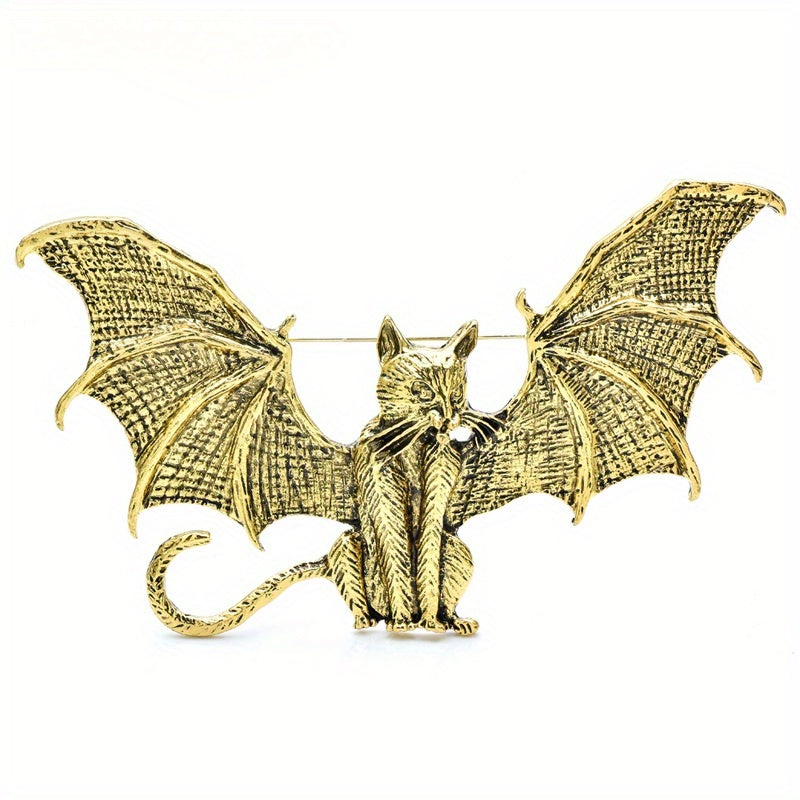 Retro Style Cat Brooch with Wings for Women Elf Themed Party Gift