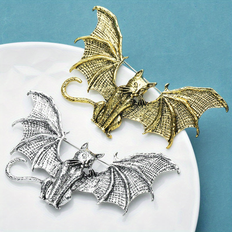 Retro Style Cat Brooch with Wings for Women Elf Themed Party Gift