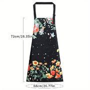 Polyester Floral Apron Waterproof Oil-Resistant Kitchen Cooking for Adults