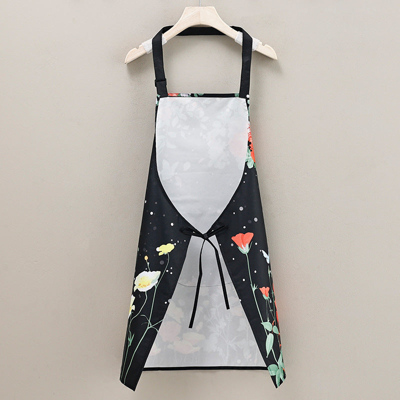 Polyester Floral Apron Waterproof Oil-Resistant Kitchen Cooking for Adults