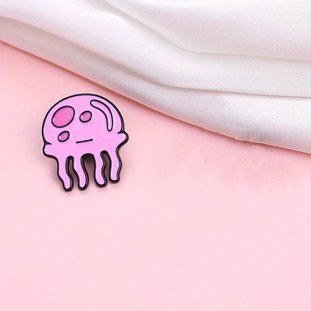 Multfilmli meduza broshliqli pin, kiyim va sumkalar uchun hayvonlardan ilhomlangan moda aksessuari