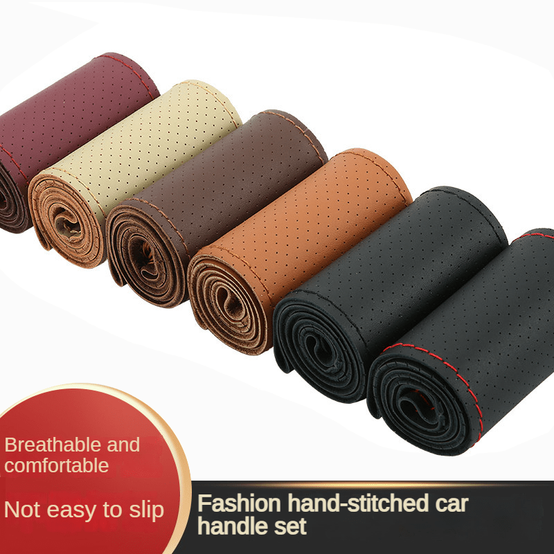 Universal PU Leather Car Steering Wheel Cover Breathable Non-Slip 38cm