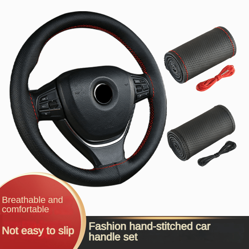 Universal PU Leather Car Steering Wheel Cover Breathable Non-Slip 38cm