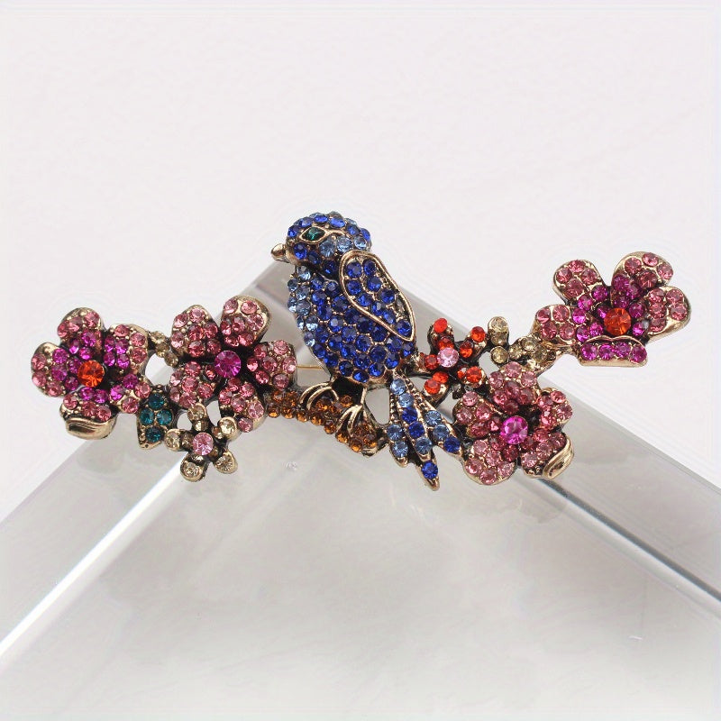 Animal Brooch Water Crystal Bird Branch Irregular Shape Fashion Accessory for Women
