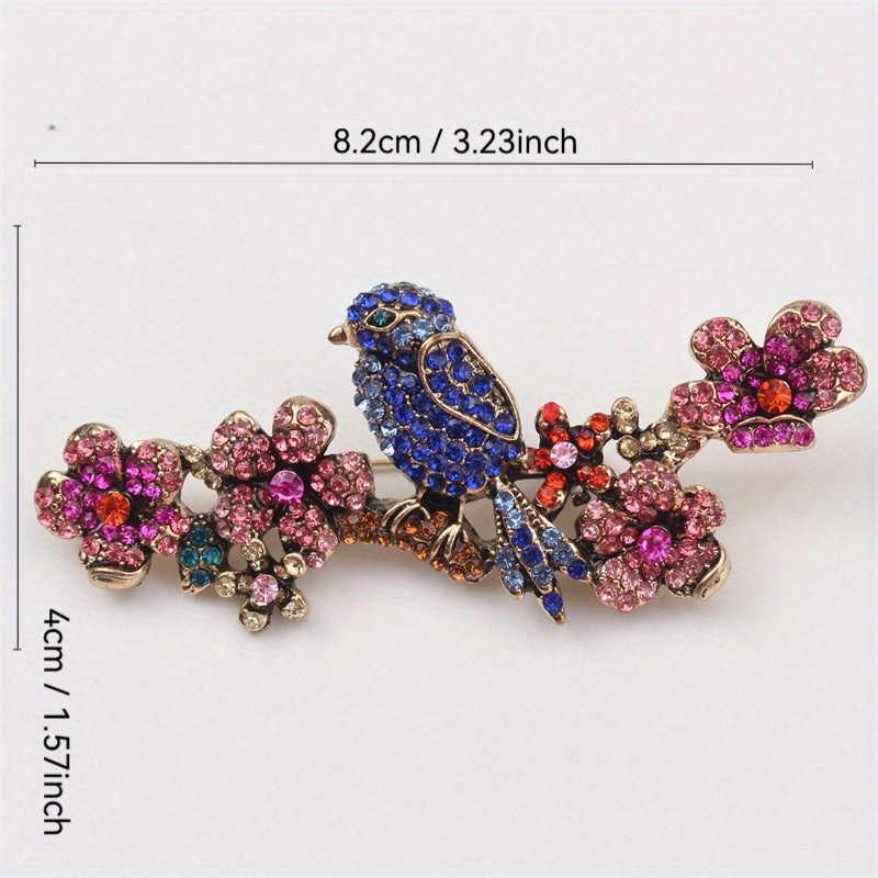 Animal Brooch Water Crystal Bird Branch Irregular Shape Fashion Accessory for Women