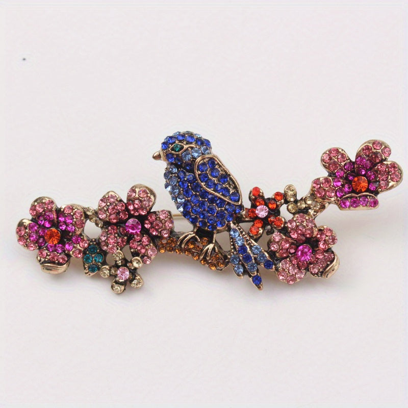 Animal Brooch Water Crystal Bird Branch Irregular Shape Fashion Accessory for Women