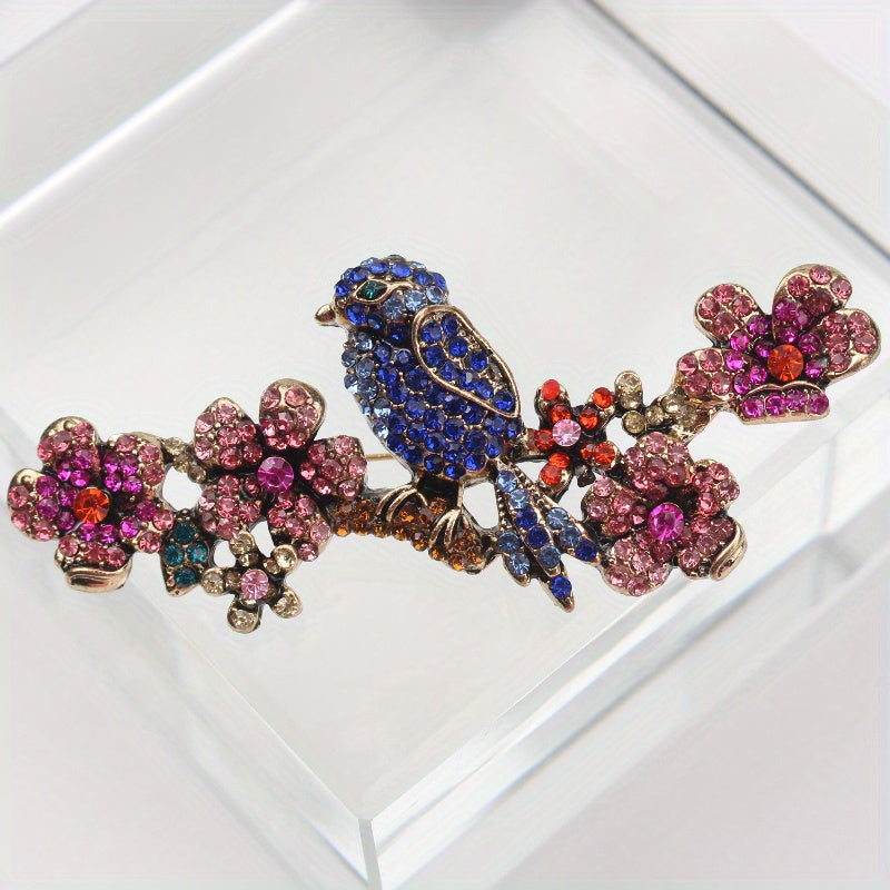 Animal Brooch Water Crystal Bird Branch Irregular Shape Fashion Accessory for Women
