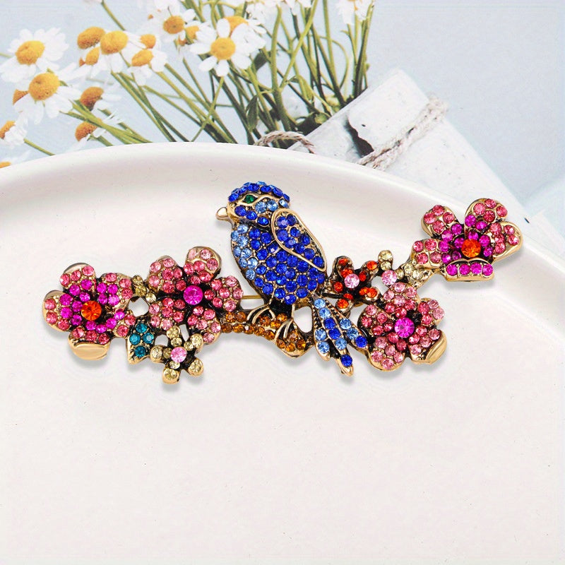 Animal Brooch Water Crystal Bird Branch Irregular Shape Fashion Accessory for Women