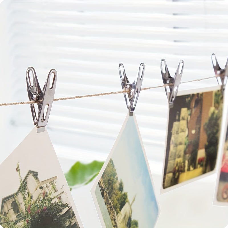 Juego de 50 pinzas de ropa de acero inoxidable de uso pesado para ropa, calcetines, sellado de alimentos