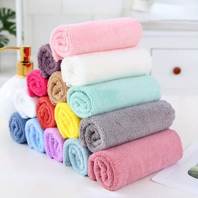 5-Piece Coral Fleece Washcloth Set Ultra-Soft Absorbent Face Towels for Bathroom