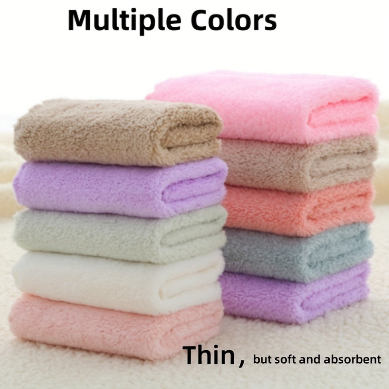 5-Piece Coral Fleece Washcloth Set Ultra-Soft Absorbent Face Towels for Bathroom