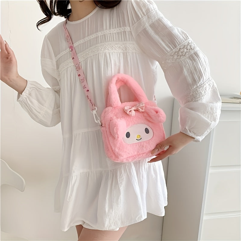 Sanrio Hello Kitty, Kuromi va My Melody Plush Tote: Fanatlar uchun yumshoq polyester yelka sumkasi, partiyalar uchun va 14-fevral sovg'asi sifatida mukammal, SANRIO tomonidan.