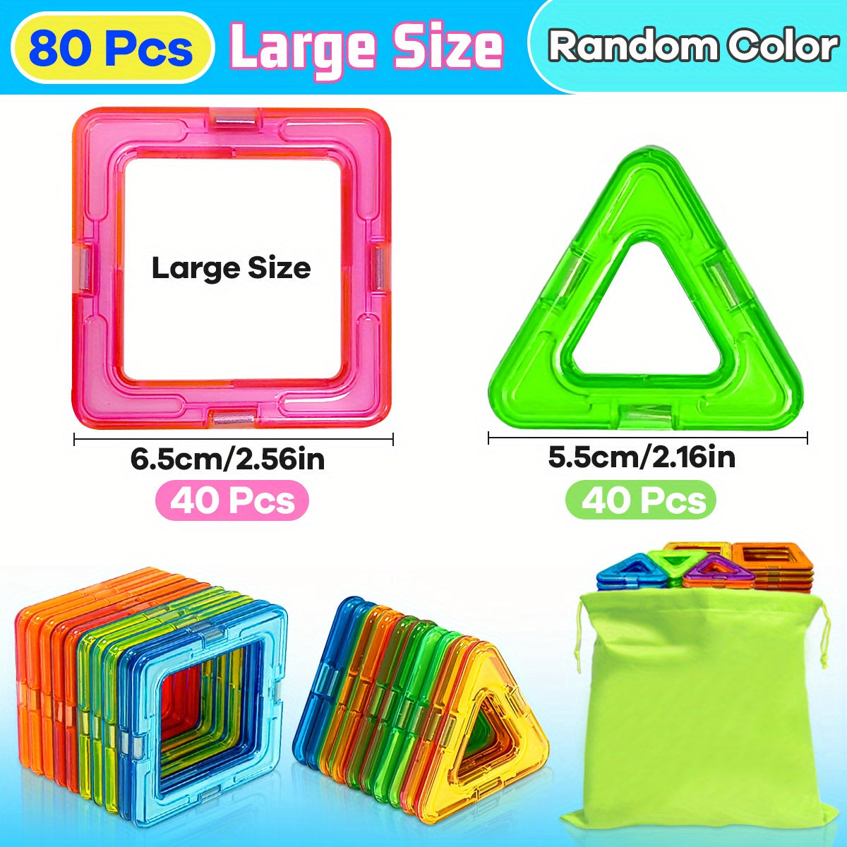 Magnetic Building Blocks Set for Kids 3+ ABS Creative STEM Toy for Boys and Girls