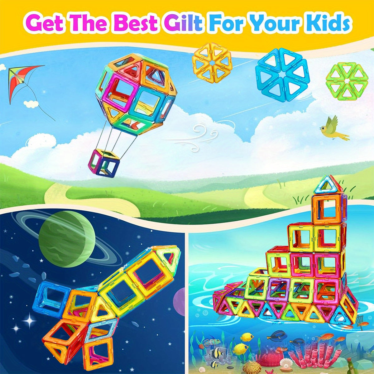 Magnetic Building Blocks Set for Kids 3+ ABS Creative STEM Toy for Boys and Girls