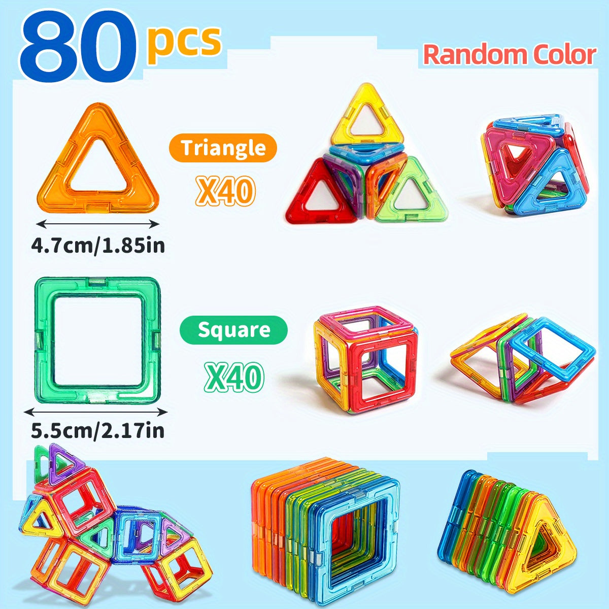 Magnetic Building Blocks Set for Kids 3+ ABS Creative STEM Toy for Boys and Girls