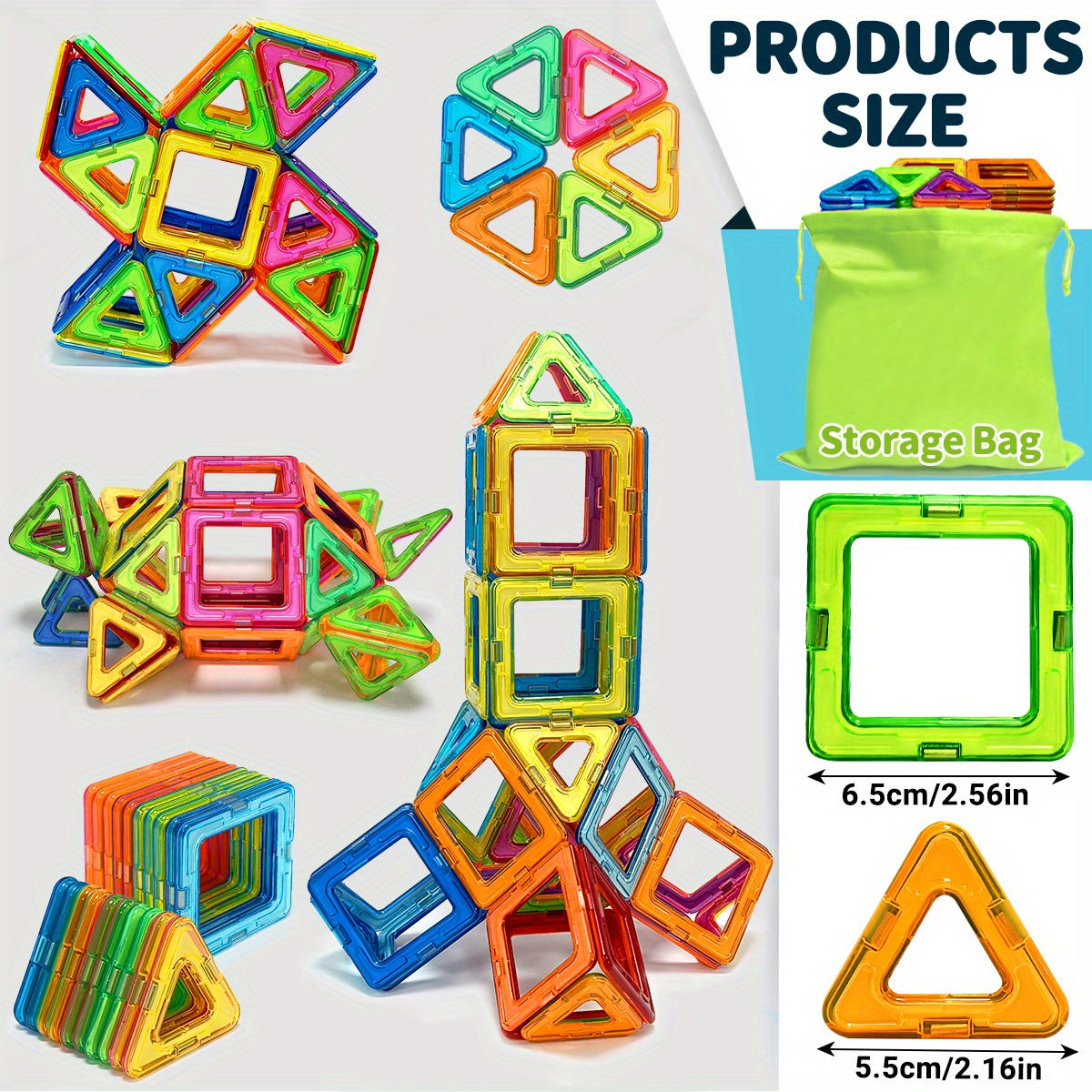 Magnetic Building Blocks Set for Kids 3+ ABS Creative STEM Toy for Boys and Girls