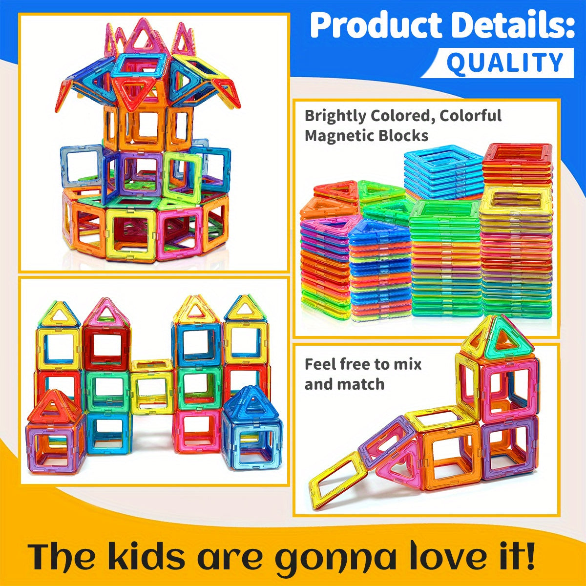 Magnetic Building Blocks Set for Kids 3+ ABS Creative STEM Toy for Boys and Girls