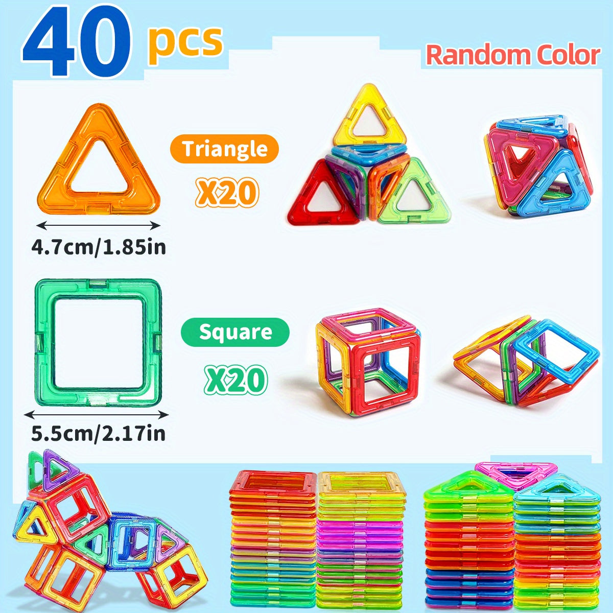 Magnetic Building Blocks Set for Kids 3+ ABS Creative STEM Toy for Boys and Girls
