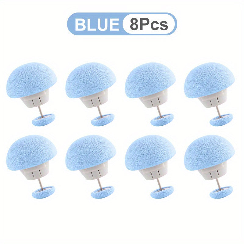 Set of 8 Blue Mushroom Head Bed Sheet Clips Non-Slip Blanket and Clothing Fixers