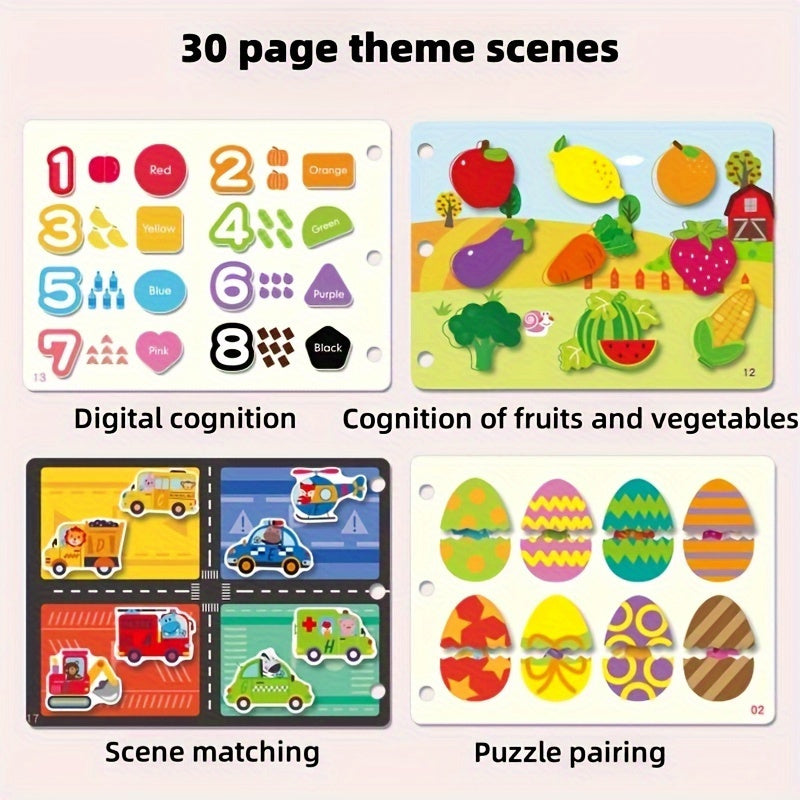 Interactive Family Activity Book for Children Aged 0-6 with Educational Puzzles Stickers and Animal Recognition