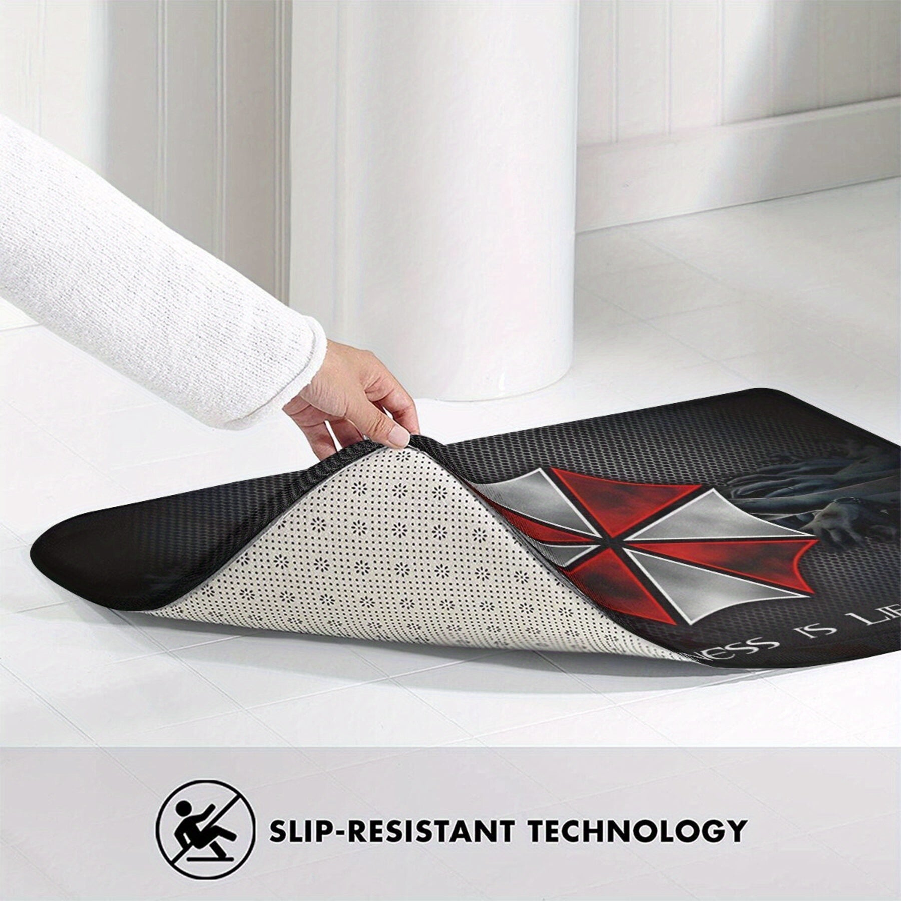 Lightweight Polyester Bathroom Rug Non-Slip Mat Kitchen Balcony Rectangle