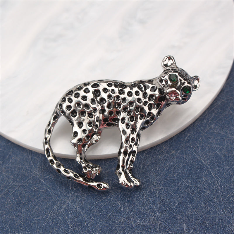 Vintage Enamel Leopard Brooch Pin Animal-Inspired Jewelry Accessories