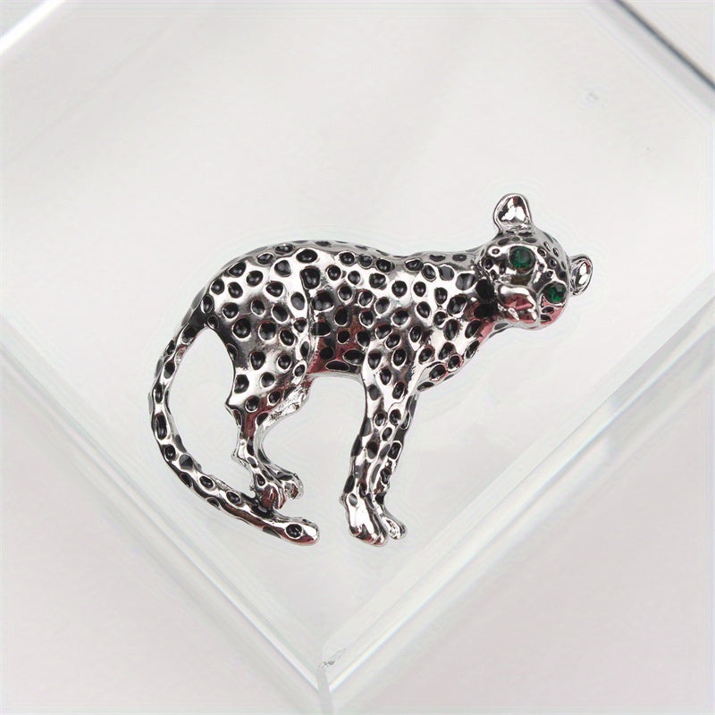 Vintage Enamel Leopard Brooch Pin Animal-Inspired Jewelry Accessories