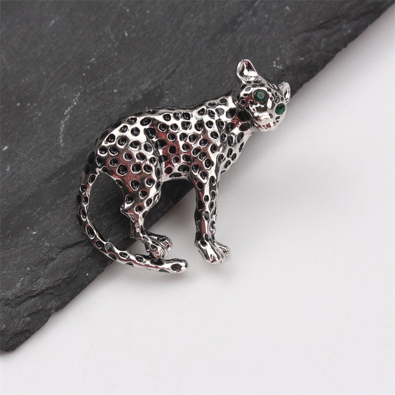 Vintage Enamel Leopard Brooch Pin Animal-Inspired Jewelry Accessories