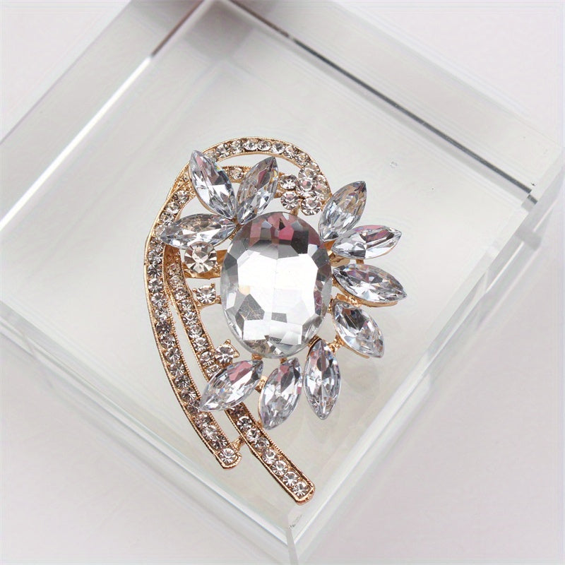 Elegant Rhinestone Brooch Pin for Women Jewelry Accessory