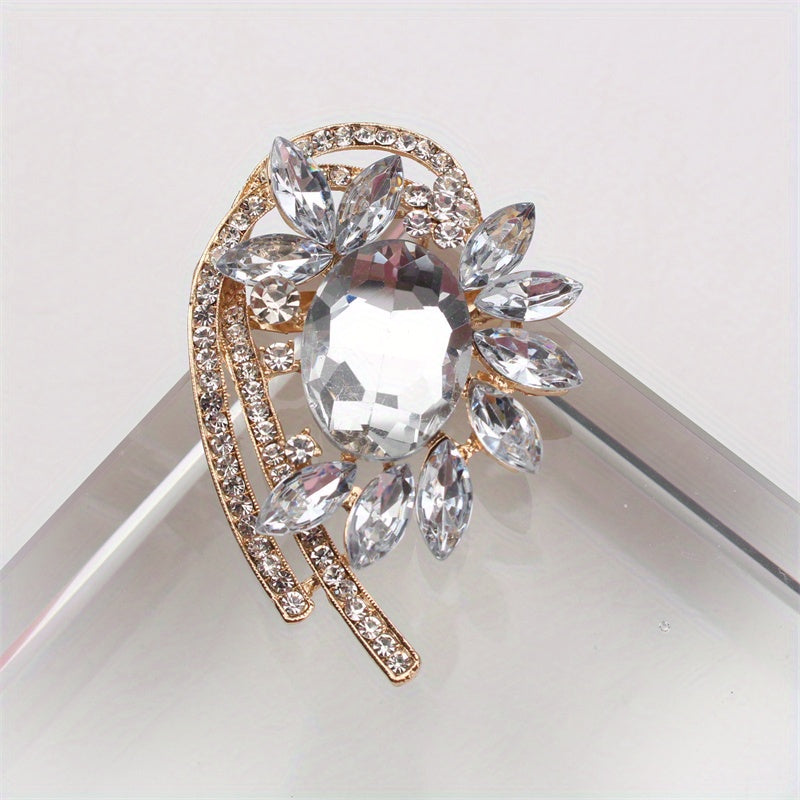 Elegant Rhinestone Brooch Pin for Women Jewelry Accessory